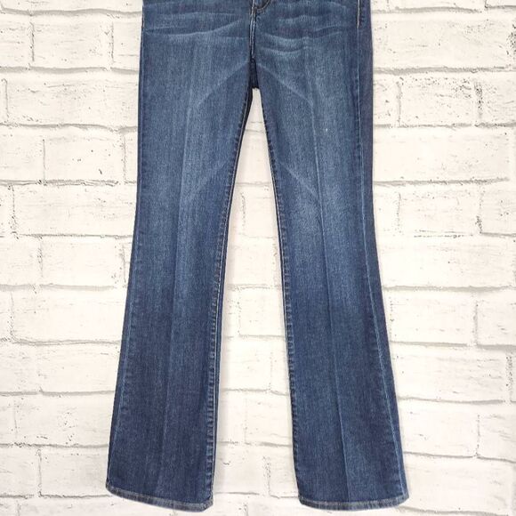 Kut Women's Dark Wash Blue Low Rise Farrah Baby Bootcut Denim Jeans Size 6 - Picture 3 of 14